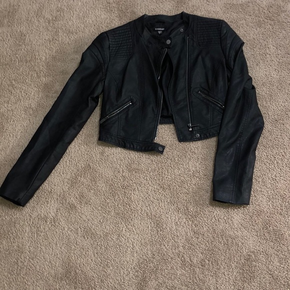 bebe black leather jacket